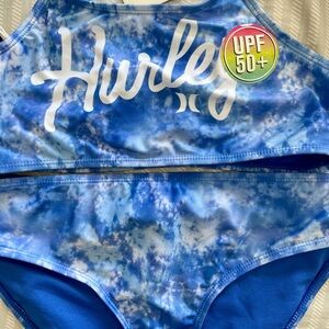 Hurley 💙 Blue Tie Dye Two-Piece Swimsuit (Girls 12/14)